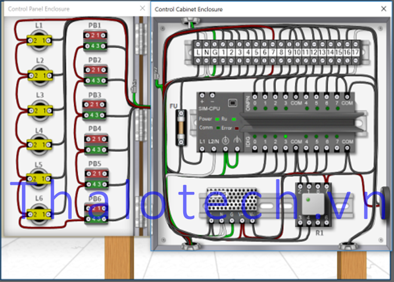 Phần mềm Mô phỏng bảo trì hệ thống công nghiệp - mạch PLC - Cảm biến