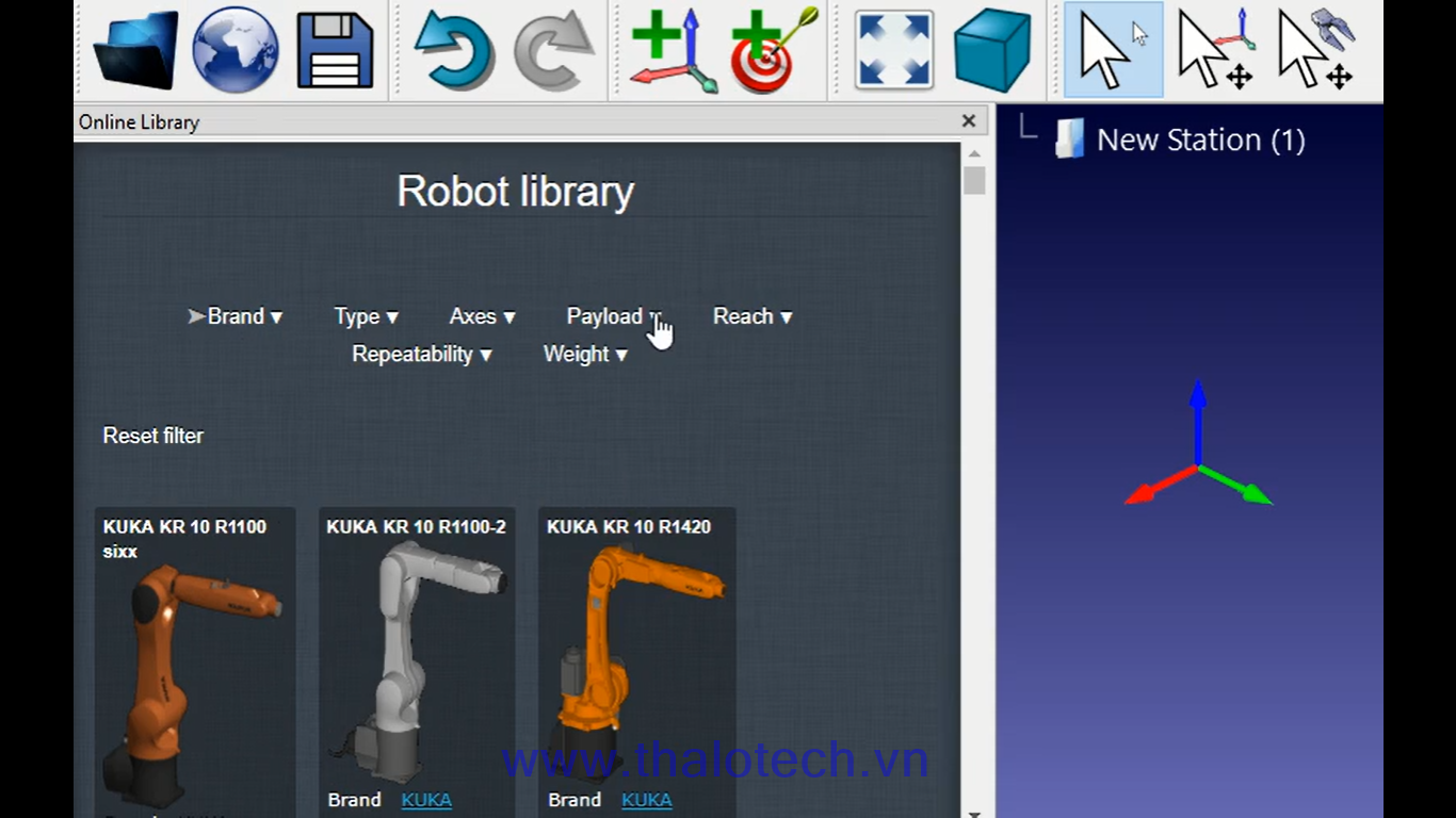 Phần mềm mô phỏng cánh tay robot công nghiệp